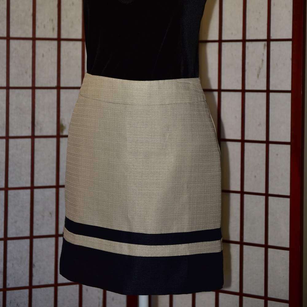 Classic Loft beige & black cotton mini skirt sz0